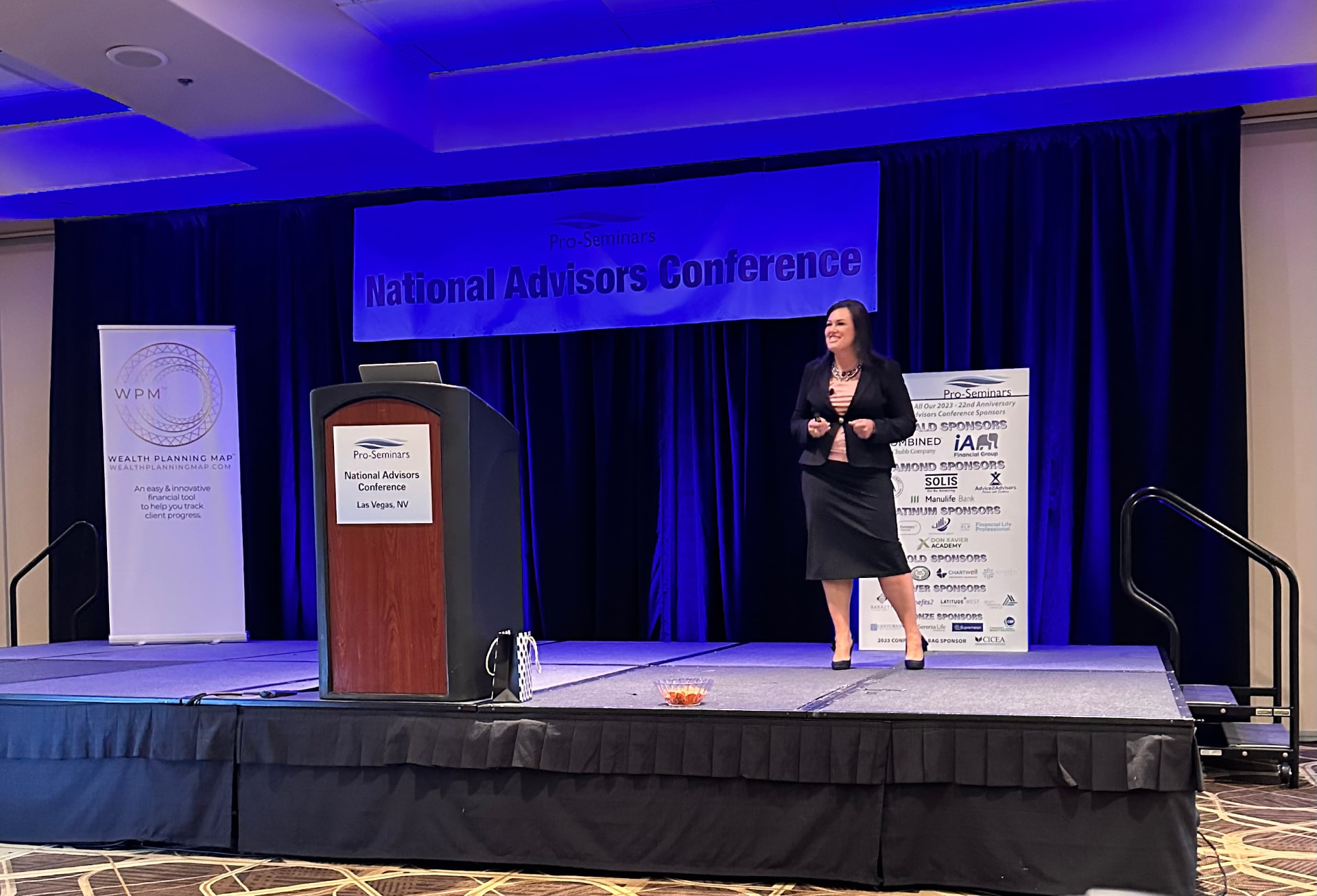 Lisa Elle speaking at the Pro-Seminars National Advisors Conference in Las Vegas